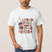 コーヒーとクリスマスの喜びで走る Tシャツ (正面)