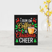 コーヒーとクリスマスの喜びで走るTシャツ 大人用 メンズ カード (黄色い花)