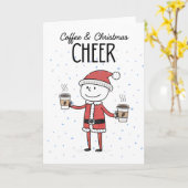 コーヒーとクリスマスの喜び カード (黄色い花)