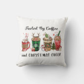 コーヒーとクリスマスの応援で燃料を供給 クッション (正面)