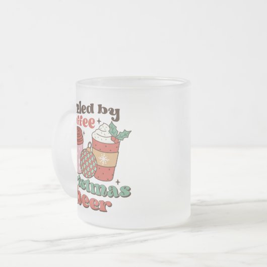 コーヒーとクリスマスの応援で燃料を供給 フロストグラスマグカップ (正面左)