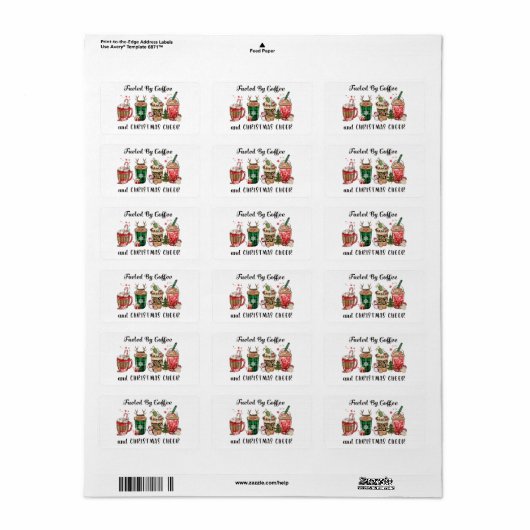 コーヒーとクリスマスの応援で燃料を供給 ラベル (フルシート)