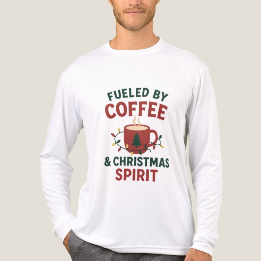 コーヒーとクリスマスの精神で満たされて トライブレンドTシャツ (正面)