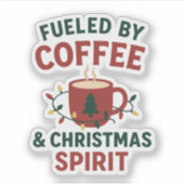 コーヒーとクリスマスの精神で満たされる ステッカー シール (正面)