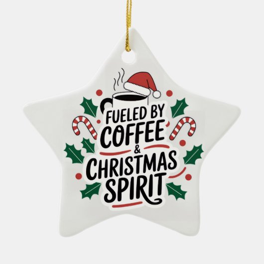 コーヒーとクリスマスの精神 ― 星のオーナメント セラミックオーナメント (正面)