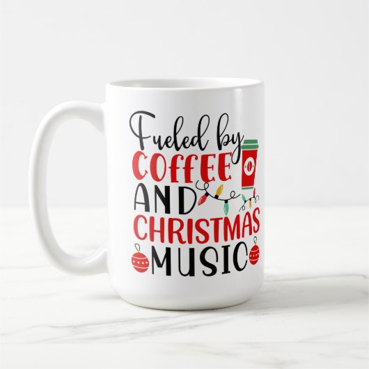 コーヒーとクリスマスの音楽で盛り上がる コーヒーマグカップ (左)
