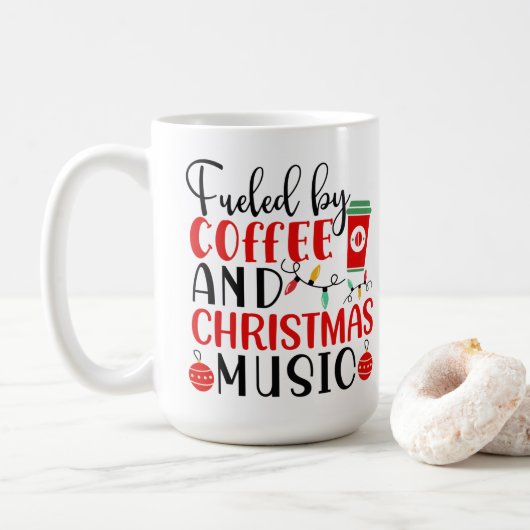 コーヒーとクリスマスミュージックで活力アップ コーヒーマグカップ (ドーナツ)