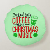コーヒーとクリスマスミュージックに誘われる ラウンドクッション (裏面)