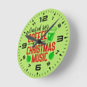コーヒーとクリスマスミュージックに誘われる ラウンド壁時計 (傾斜)
