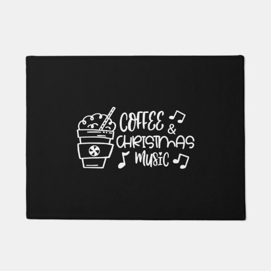 コーヒーとクリスマスミュージック ドアマット (正面)