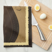 コーヒーとクリームの波カスタム状キッチンティータオル キッチンタオル (四つ折り)