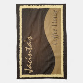 コーヒーとクリームの波カスタム状キッチンティータオル キッチンタオル (縦)