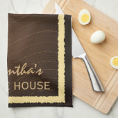 コーヒーとクリーム波縦型キッチンティータオル キッチンタオル (四つ折り)