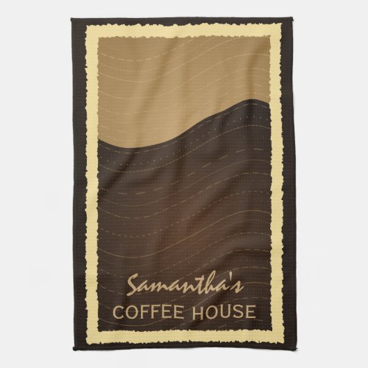 コーヒーとクリーム波縦型キッチンティータオル キッチンタオル (縦)