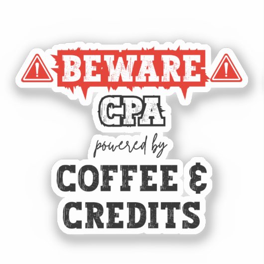 コーヒーとクレジットを使用したCPA | 会計士おもしろい シール (正面)