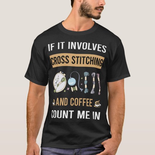 コーヒーとクロステッチング Tシャツ (正面)