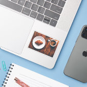 コーヒーとクロワッサンのカップのテー素朴ブル シール (ノートパソコンとiPhone)