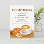 コーヒーとクロワッサンの29歳の誕生日ブランチ 招待状 (スタンド正面)