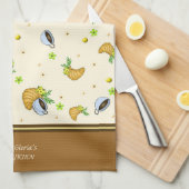 コーヒーとクロワッサン キッチンタオル (四つ折り)