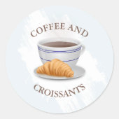 コーヒーとクロワッサン ブライダルシャワー ラウンドシール (正面)