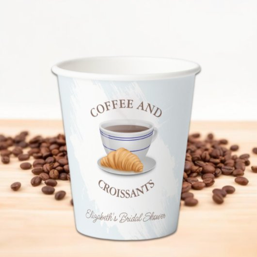 コーヒーとクロワッサン ブライダルシャワー 紙コップ