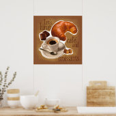 コーヒーとクロワッサン ポスター (キッチン)