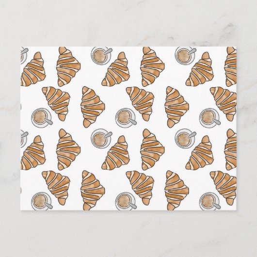 コーヒーとクロワッサン ポストカード (正面)