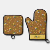 コーヒーとクロワッサン 鍋つかみ&鍋敷きセット (正面)