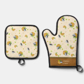 コーヒーとクロワッサン 鍋つかみ&鍋敷きセット (正面)