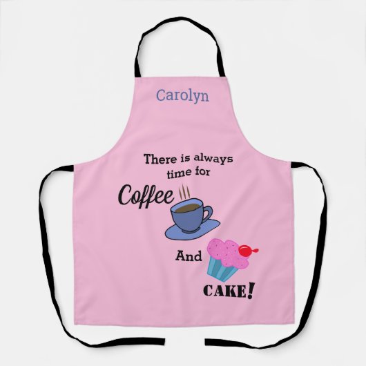 コーヒーとケーキの時間は必ず自分の名前 エプロン (正面)