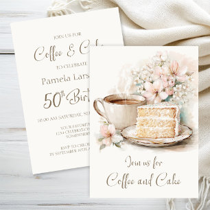 コーヒーとケーキの50歳の誕生日 招待状