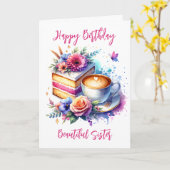 コーヒーとケーキ |シスターの誕生日 カード (黄色い花)