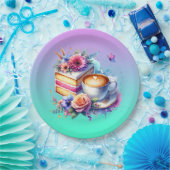 コーヒーとケーキ |友最高の人の誕生日 ペーパープレート (パーティー)