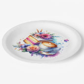 コーヒーとケーキ |友最高の人の誕生日 ペーパープレート (アングル)