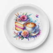コーヒーとケーキ |友最高の人の誕生日 ペーパープレート (正面)