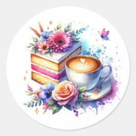 コーヒーとケーキ |友最高の人の誕生日 ラウンドシール