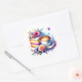 コーヒーとケーキ |友最高の人の誕生日 ラウンドシール (封筒)