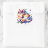 コーヒーとケーキ |友最高の人の誕生日 ラウンドシール (バッグ)