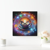 コーヒーとコスモス：エネルギーの科学 スクエア壁時計 (ホーム)