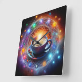 コーヒーとコスモス：エネルギーの科学 スクエア壁時計 (傾斜)