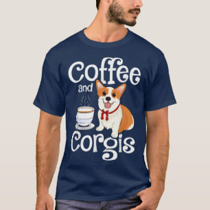 コーヒーとコーギスコルギドッグ恋人ノベルティメンズウォーム Tシャツ