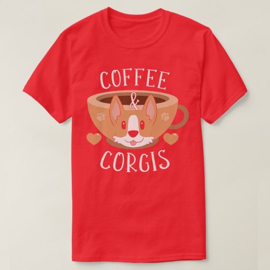 コーヒーとコーギー–144 Tシャツ (デザイン正面)