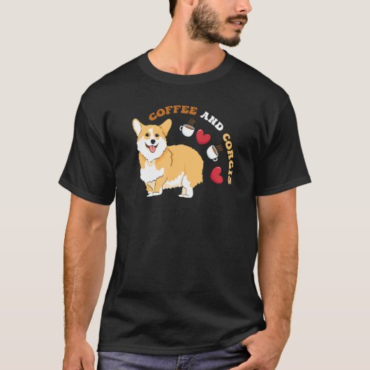 コーヒーとコーギー Tシャツ (正面)