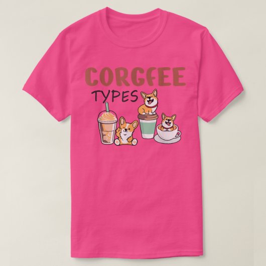 コーヒーとコーギ、おもしろい犬恋人の贈り物、犬のパーズ Tシャツ (デザイン正面)