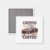 コーヒーとコーヒーおもしろい骨格のハロウィーン マグネット (正面/裏面)