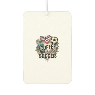 コーヒーとサッカーに支えられて ヴィンテージTシャツデザイン_1 カーエアーフレッシュナー