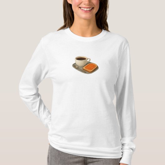 コーヒーとサンドイッチのロングスリーブ Tシャツ (正面)