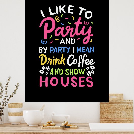 コーヒーとショーハウスを飲む ポスター (キッチン)