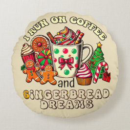 コーヒーとジンジャー走バーのクリスマスラウンドピロー ラウンドクッション