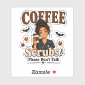 コーヒーとスクラブで黙っててステッカー シール (シート)